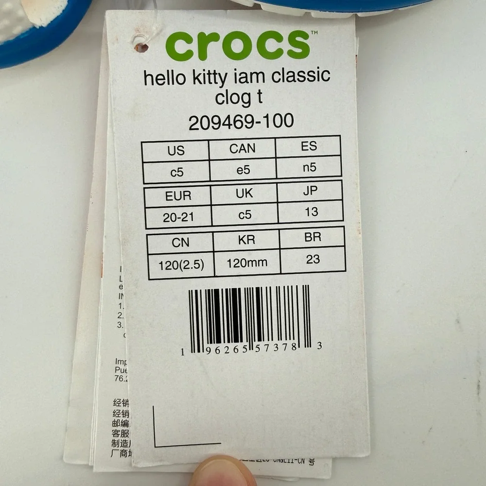Crocs Hello Kitty IAM Classic Clog White 5 Toddler C5 Bow Red Cat Youth New